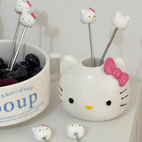 Kawaii Hellokitty Anime Cartoon Characters Creative and Cute Fruit Fork High-Looking and Cute Fruit Picks Cute Tabletop Ornament