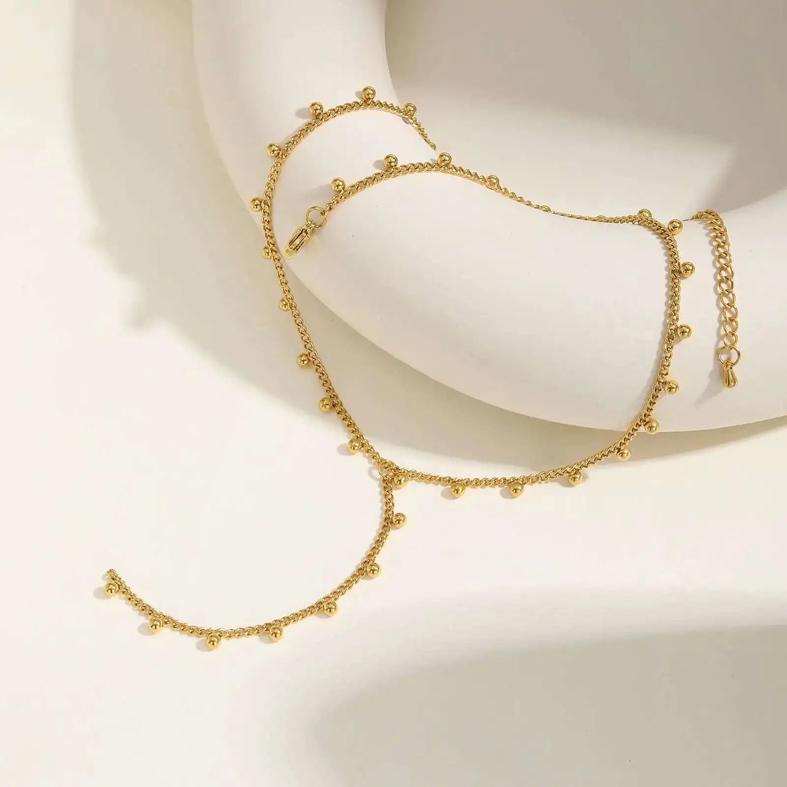 Prjewel Simple Beads Y-Shaped Tassel Necklace For Women Gold Color Frame Chain Necklaces Fashion Stainless Steel Jewelry New