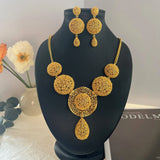 Nigerian Jewelery Set Wedding Jewelry For Women Dubai 24K Gold Color Jewlery African Designer Earrings Bridal Necklace