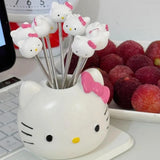Kawaii Hellokitty Anime Cartoon Characters Creative and Cute Fruit Fork High-Looking and Cute Fruit Picks Cute Tabletop Ornament