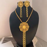 Nigerian Jewelery Set Wedding Jewelry For Women Dubai 24K Gold Color Jewlery African Designer Earrings Bridal Necklace